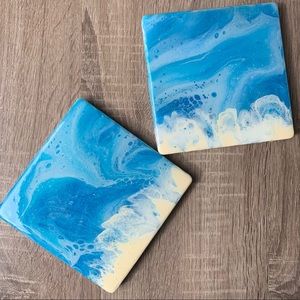 Beach theme tile coasters